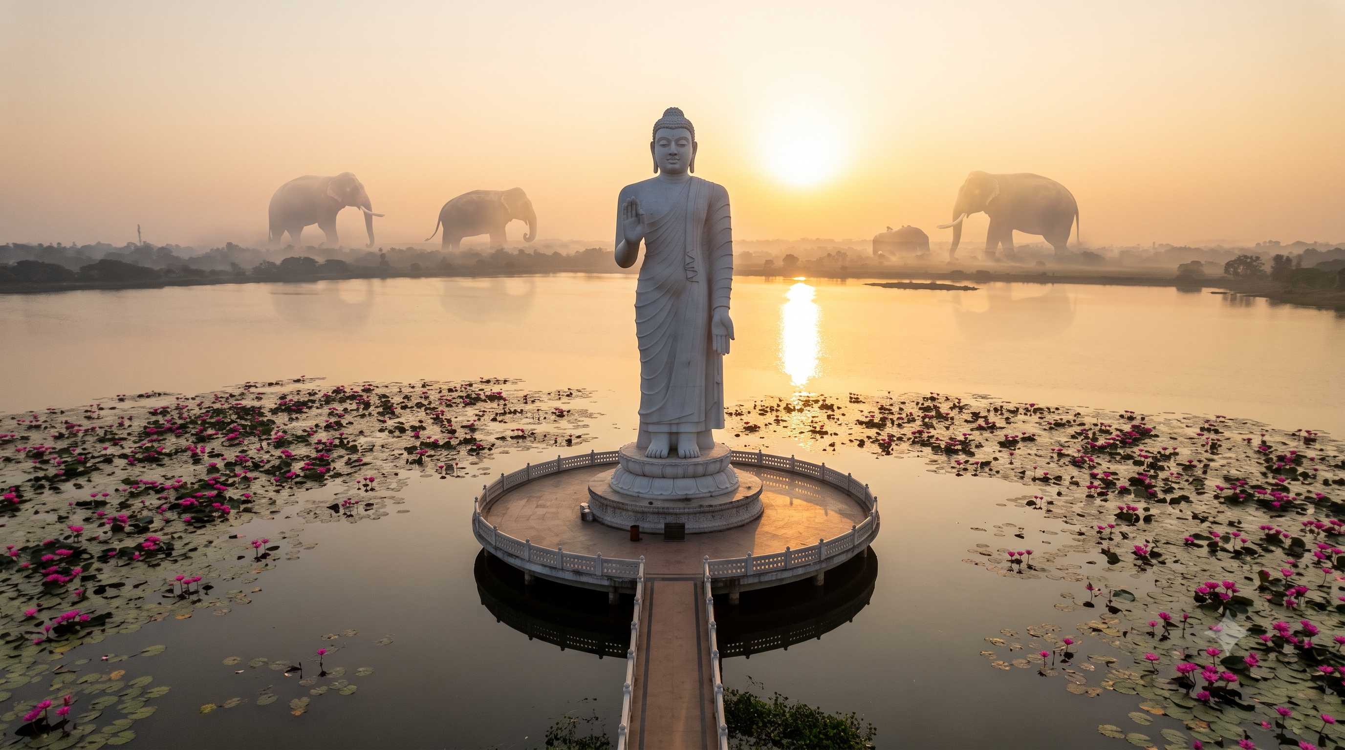 Eluru Buddha Statue Lake